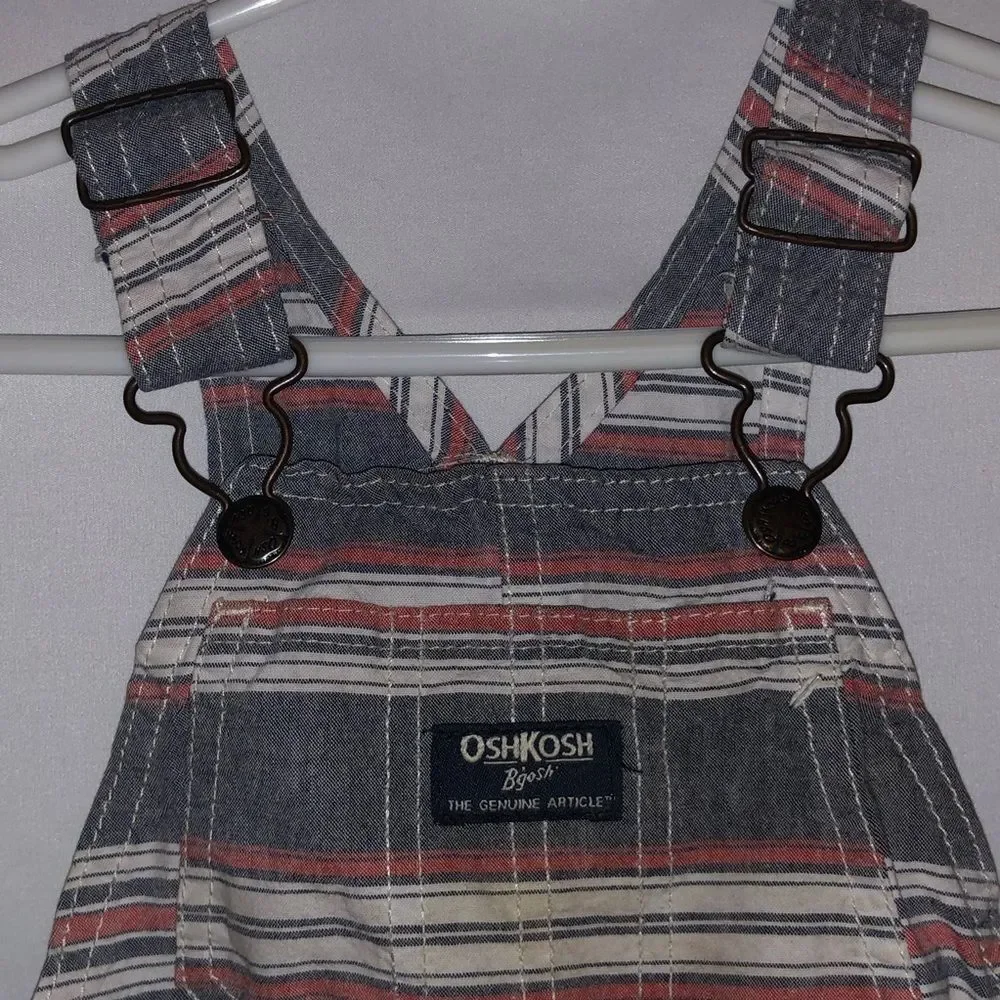 Oshkosh B'Gosh Red & Grey Striped Overalls